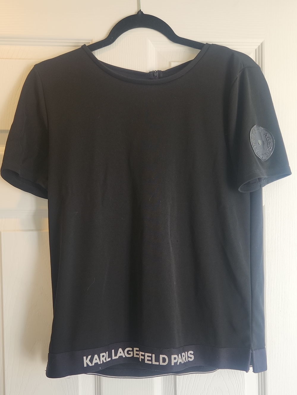 Karl Lagerfeld Black Short-Sleeve Logo Hem Tee